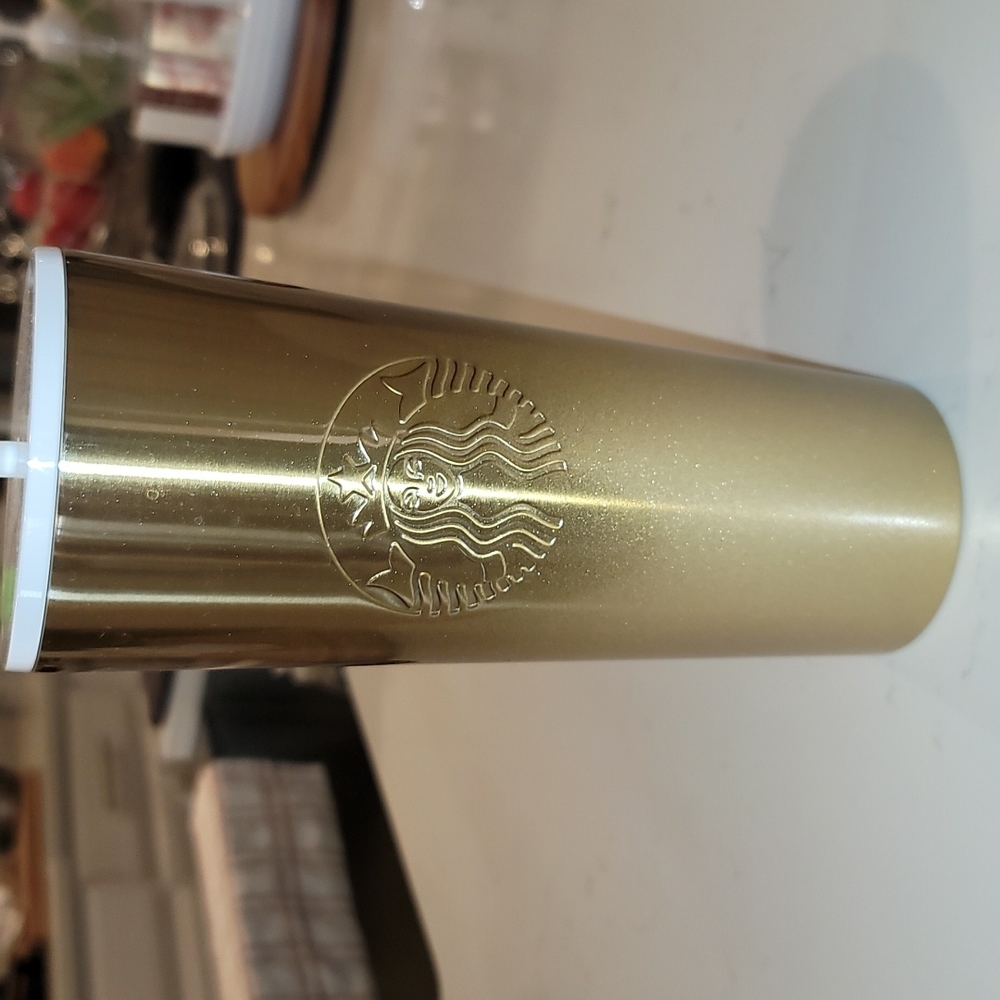 Starbucks Gold and White Tumbler